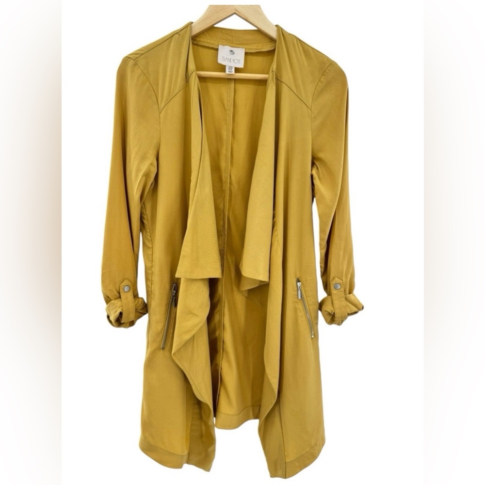 Eliane Rose Mustard Yellow Duster Small Zipper Pocket Roll Tab Sleeve New💋